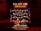 Escape the Dungeon product overview showing the BDSM board game and 280 extreme challenges for couples