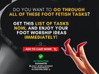 CTA graphic for 150 Foot Fetish Femdom Tasks, encouraging instant purchase and foot worship ideas, with red high heels on a dark background