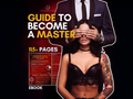 Guide to Become a Master ebook cover graphic showing a BDSM domination guide with 115+ pages for confident Master training