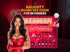 Naughty board sex game for beginners promotional graphic with printable board, dice, rewards, and playful couple activities