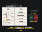 Revenge Cards feature overview showing card elements, scoring rules, and warm-up cards