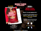 500 BDSM Tasks for Beginners overview showing a printable 65+ page BDSM task collection for submissive women