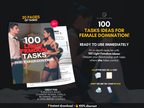 100 Light Femdom Tasks product overview showing 20 pages of printable tasks, instant download