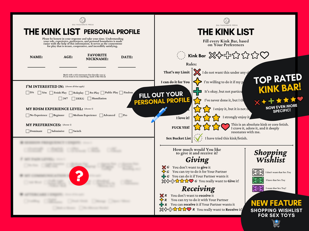 Kink List - Book with 1550 Sex Activities, Kinks & Fetishes.