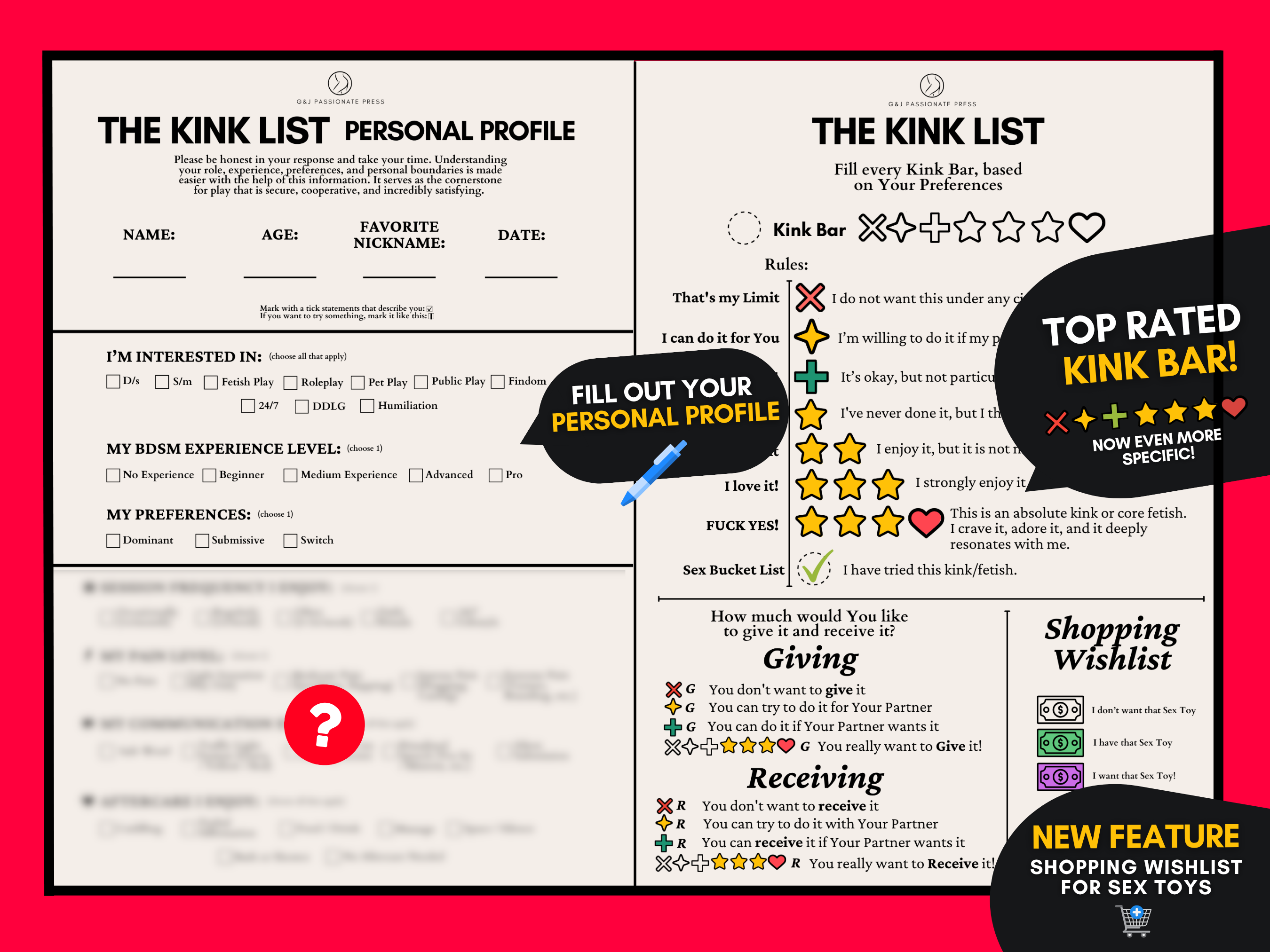 Kink List - Book with 1550 Sex Activities, Kinks & Fetishes.