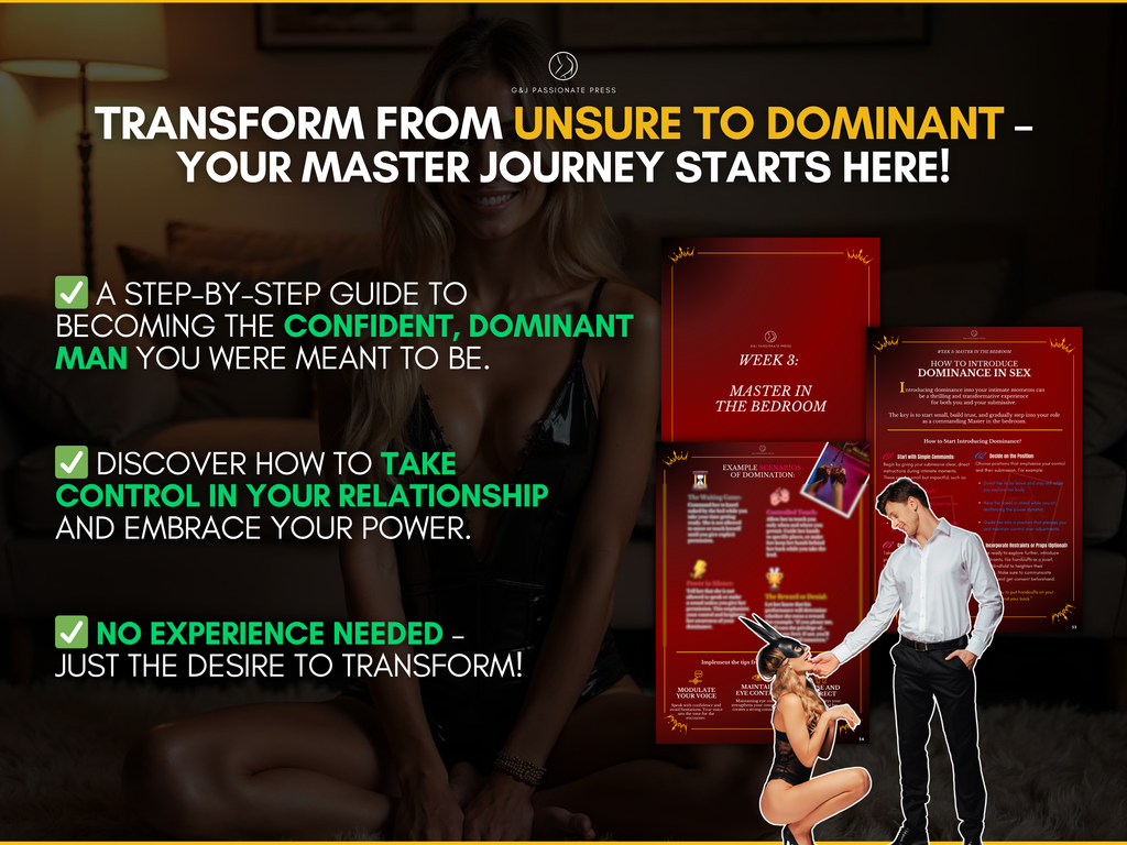 BDSM Master training ebook preview showing step-by-step benefits for confidence, control, and relationship transformation