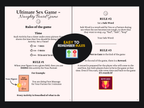 Ultimate Naughty Board Game rules preview showing timers, safe word, reward system, and simple rules for couples