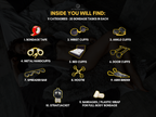 220 Bondage Tasks category overview showing 11 bondage tools including cuffs, restraints, spreader bar, hogtie, arm binder, and full-body bondage