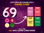 69 Sex Game card preview showing challenge, punishment, reward, and upgrade cards with 105+ spicy game cards inside
