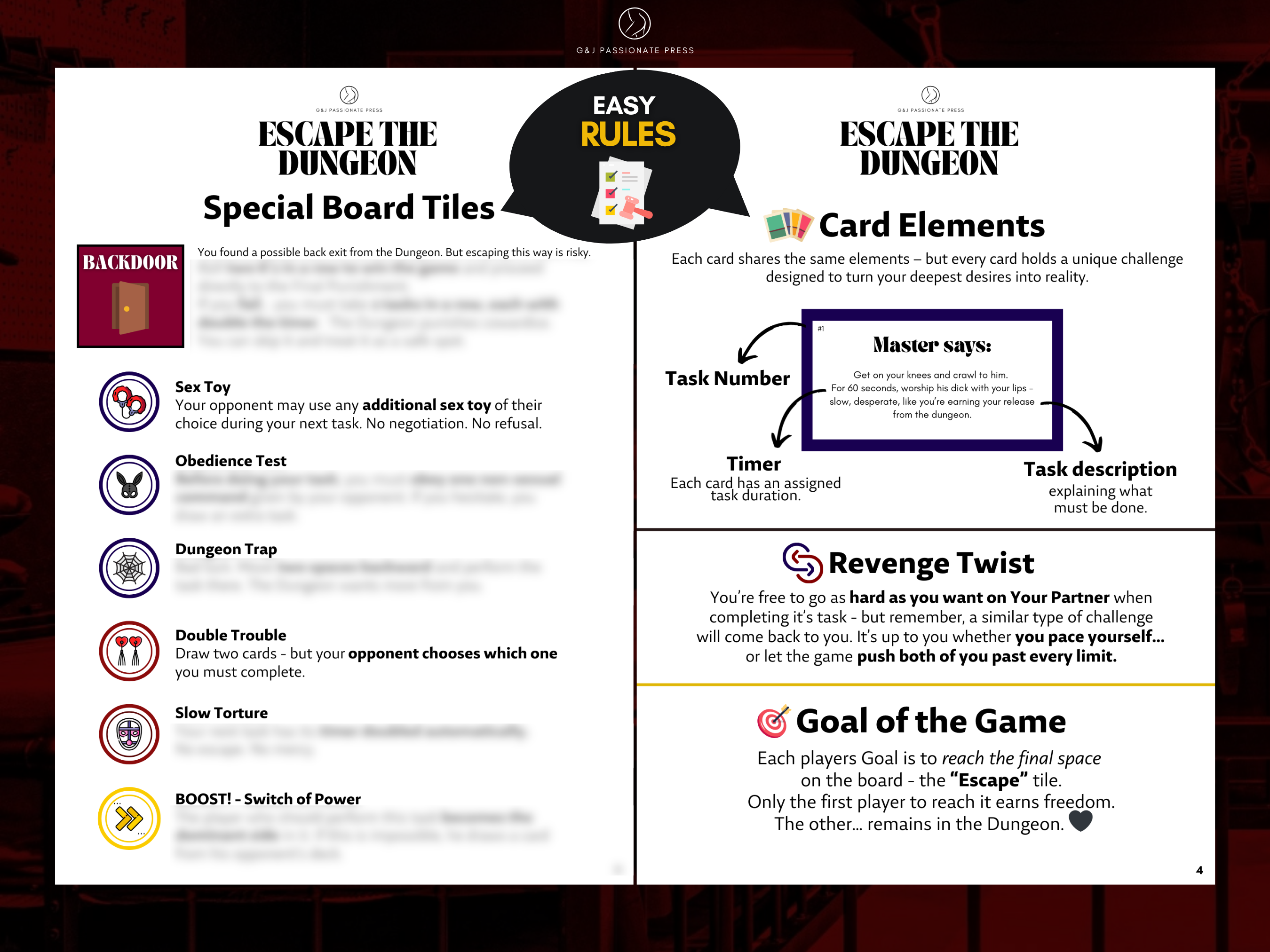Escape the DUNGEON - Physical BDSM Board Game.