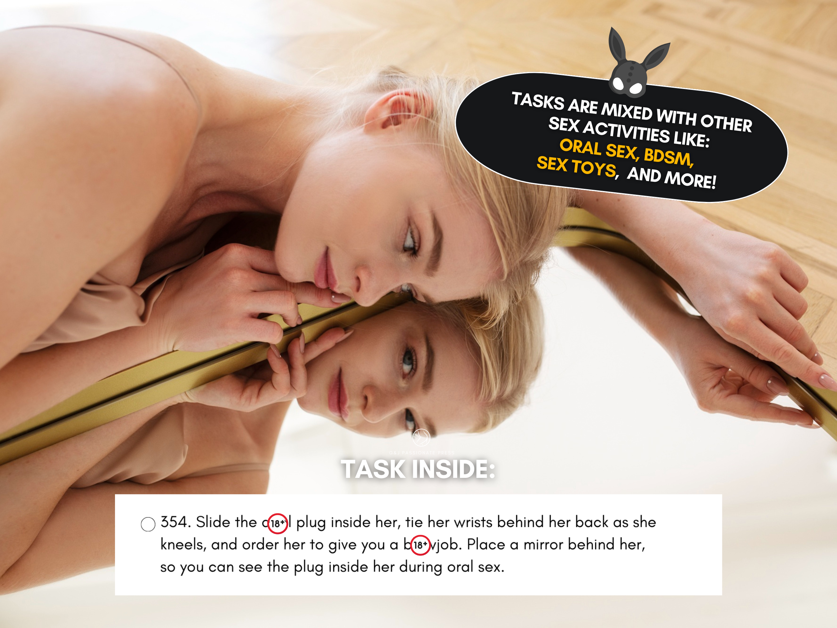 600 Anal Sex Tasks sample preview showing anal tasks mixed with oral sex, BDSM, sex toys, and other adult activities