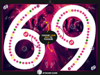 69 Sex Game board preview showing a large printable 69-shaped board with game fields, dice, and couple game layout