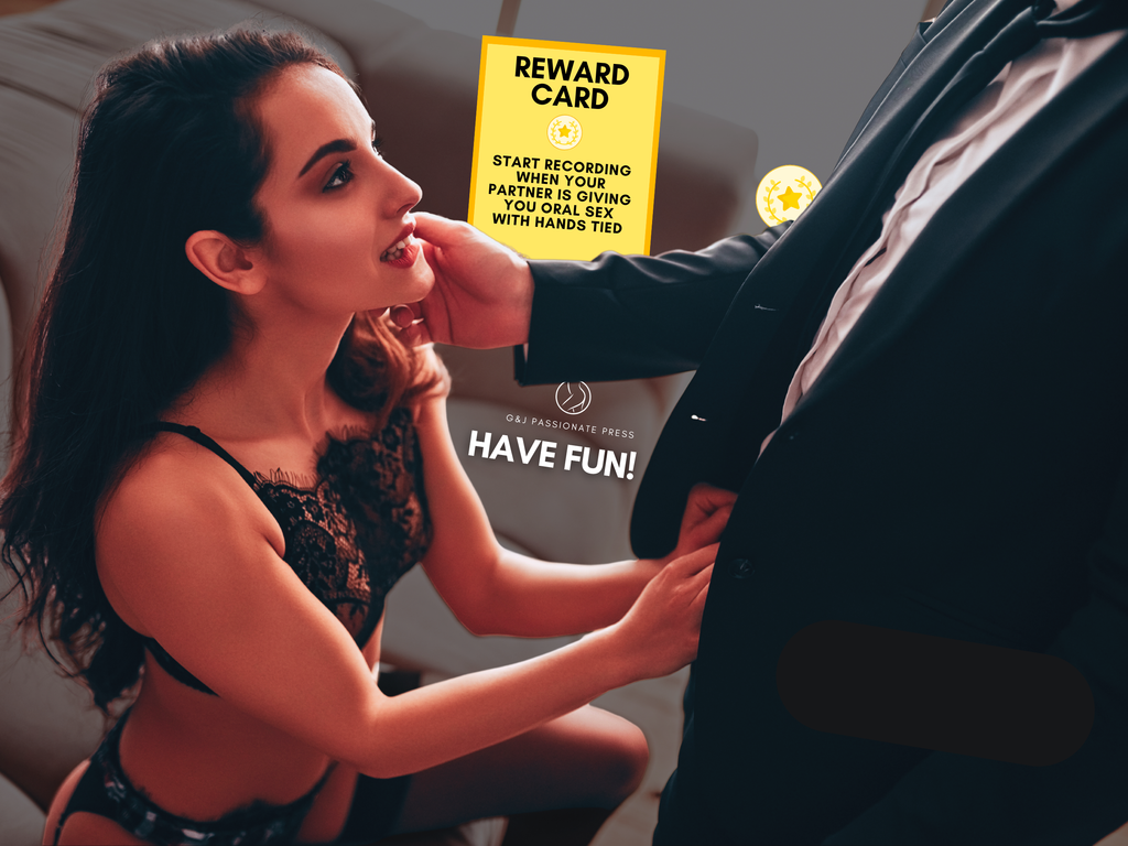 69 Sex Game sample reward card showing an adult couple and a reward idea for the printable couples game