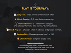 250 Switch Couple Tasks play guide graphic showing daily tasks, whole sessions, themed sessions, random picks, and ultimate goal