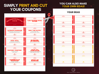 Printable coupon sheet preview showing ready-made sex coupons and blank coupons for creating custom ideas