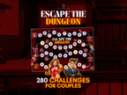 Escape the Dungeon product overview showing the board game and 280 challenges for couples
